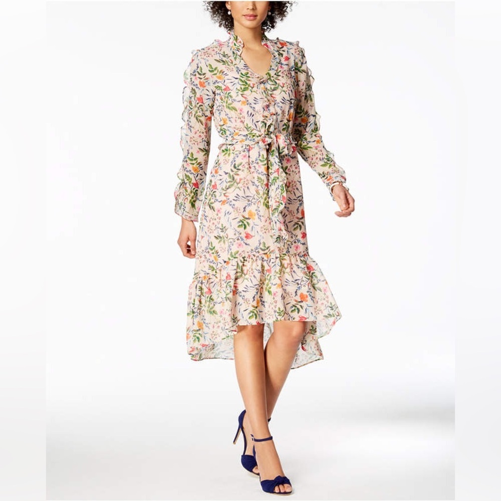 julia jordan Floral-Print Ruffled Midi Dress NWT size 14